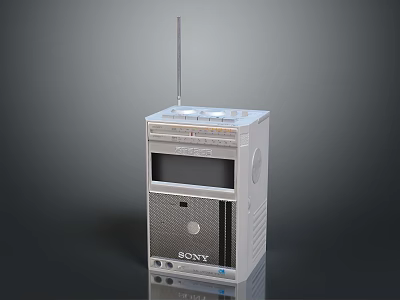 Sony Retro Portable Radio With Antenna Speaker Grille And Tuning Dials 3d model