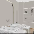 Modern Nail Salon Interior In Mall With Tables Chairs And Nail Polish Shelves