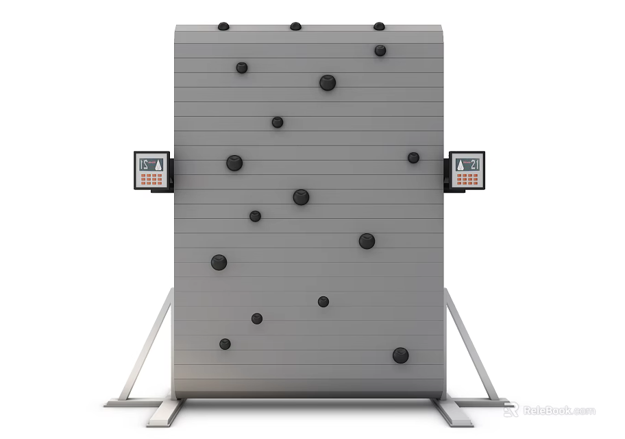 Sturdy Climbing Wall Sports Equipment With Black Holds Side Displays And Metal Base 3d model 