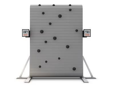 Sturdy Climbing Wall Sports Equipment With Black Holds Side Displays And Metal Base 3d model