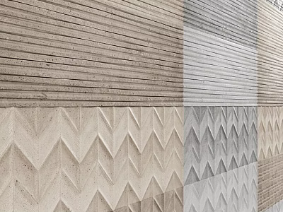 Modern Textured Wall With Zigzag And Striped Patterns In Beige Gray Neutral Tones 3d model