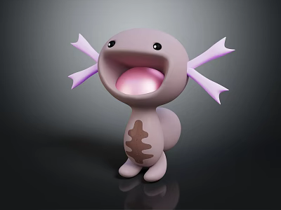 Cute 3D Modeled Game and Movie Character With Purple Tentacles Open Mouth Pink Tongue 3d model
