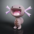 Cute 3D Modeled Game and Movie Character With Purple Tentacles Open Mouth Pink Tongue