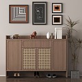 Modern Entrance Shoe Cabinet Wood Low Cabinet 3d model