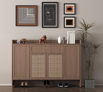 Modern Entrance Shoe Cabinet Wood Low Cabinet 3d model