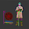Detailed Viking Warrior Character With Shield Axe Weapons And Medieval Armor 3d model