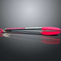 Red And Silver Kitchen Tongs For Cooking With Comfortable Grip 3d model