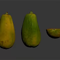Fresh Ripe Papaya Fruit With Whole Yellow Green And Halved Red Flesh Black Seeds