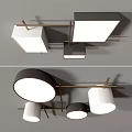 Modern Ceiling Lights With Square And Round Shades Metal Frame Design 3d model
