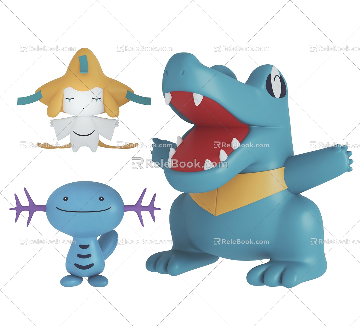 Pokémon Pokémon Pokémon Children's Toy Doll Decoration Ornaments Small Saw Crocodile Upokirah Prayer 3d model