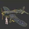 Blue Military Airplane Model With Propeller Number 92 Star Emblem And White Uniform Figure