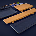 Tableware Set Featuring Wooden Trays Ceramic Bowls Chopsticks and Small Dishes