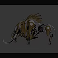 Futuristic Mechanical Boar Cybernetic Creature With Metal Spikes And Red Eyes