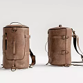 Classic Brown Leather Duffle Bags With Adjustable Straps Brass Buckles And Zipper Closure