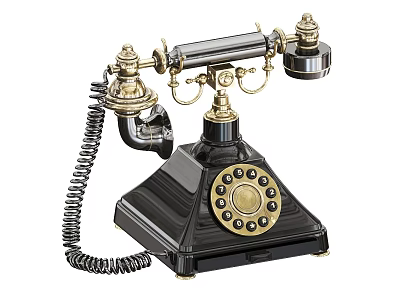 Vintage Office Telephone With Black And Gold Design Classic Dial Pad Style 3d model