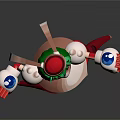 Robot Girl Character With Green Hair Red Hat Blue Eyes And White Red Mechanical Body