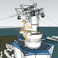 Amusement Rides Tower with Spherical Seats and Cable System Over Water Area