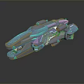 Futuristic Blue Sci Fi Spaceship With Streamlined Design And Detailed Structure