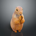 Realistic Prairie Dog 3D Model Standing On Hind Legs With Detailed Fur