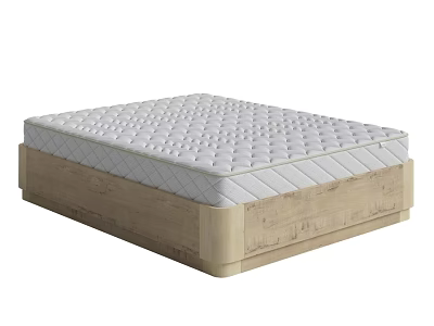Comfortable Double Bed Mattress with Wooden Support Frame and Diamond Quilted Design 3d model