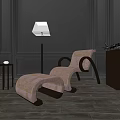 Modern Upholstered Lounge Chair With Ottoman Floor Lamp And Side Table