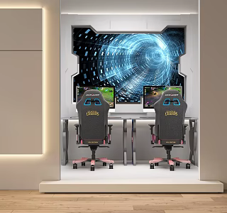 Computer desk and chair combination 3d model