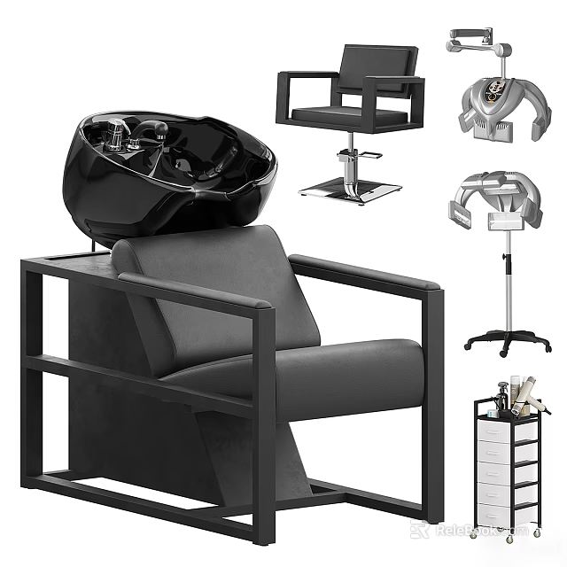 Modern Black Leather Massage Chair With Ergonomic Design And Comfortable Seating 3d model 
