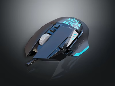 Modern Gaming Mouse With Ergonomic Design Blue RGB Lighting And Adjustable Buttons 3d model