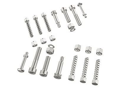 Stainless Steel Metal Fasteners Including Screws Bolts And Nuts Assortment 3d model