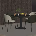 Modern Round Negotiation Table with White Dark Green Chairs and Green Plant on Light Carpet