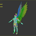 Mythical Warrior Game And Movie Character With Golden Wings Golden Helmet Red Body And Armor