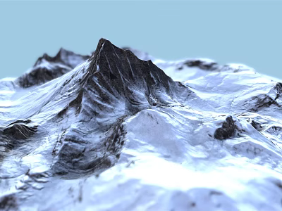 Garden Landscape Design with Snow Covered Mountain Peaks and Scenic Terrain 3d model
