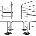 Metal Railings With Multiple Designs Cross Supports And Base Stand Structures