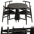 Modern Dining Table Set with Round Table and Brown Upholstered Chairs 3d model