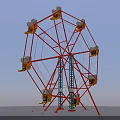 Entertainment Electrical Appliance Ferris Wheel With Rotating Red Frame And Multiple Yellow Cabins