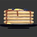 Stack of Fluffy Pancakes Topped With Blueberries Butter and Syrup Served On a Black Plate
