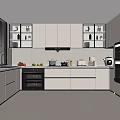 Modern Kitchen Interior Design With White Cabinets Island Counter And Built-in Appliances
