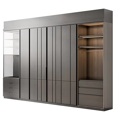 Modern Wardrobe With Sliding Doors Interior Shelves And Drawers Design 3d model