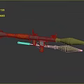 Military Rocket Launcher Weapon With Orange Barrel Green Projectiles And Metal Structure