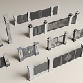 New Chinese style fence entrance gate residential fence entrance 3d model