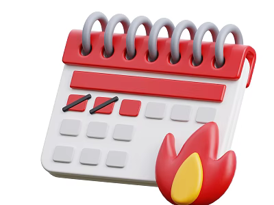 Decorative Ornament Set With Red Spiral Bound Calendar And Flame Decoration 3d model