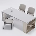 Modern Dining Table Set With Light Gray Chairs And Minimalist Wooden Base Design