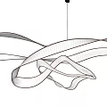 Artistic Modern Chandelier With White Flowing Curved Lines For Hanging In Contemporary Space