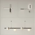 Modern Linear Chandelier With Metal Structure And Glass Balls For Contemporary Interior Design
