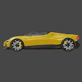 Yellow Bugatti Sports Car With Sleek Design And Black Convertible Top