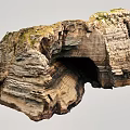 Natural Stone Wood Layered Rock Structure With Cave Like Texture Design
