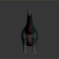 Green Dinosaur Figure With Red Spines Long Neck And Tail In Standing Pose On Gray Surface