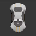 Futuristic White Car With Gold Stripes Sleek Design And Open Transparent Doors