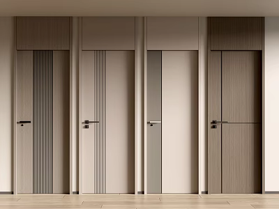 Modern Home Interior Hinged Doors With Various Wood And Neutral Color Panel Designs 3d model