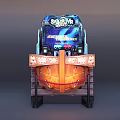 Two Player Amusement Machine With Red Seats Control Joysticks Upper Display Screen And Illuminated Panel 3d model